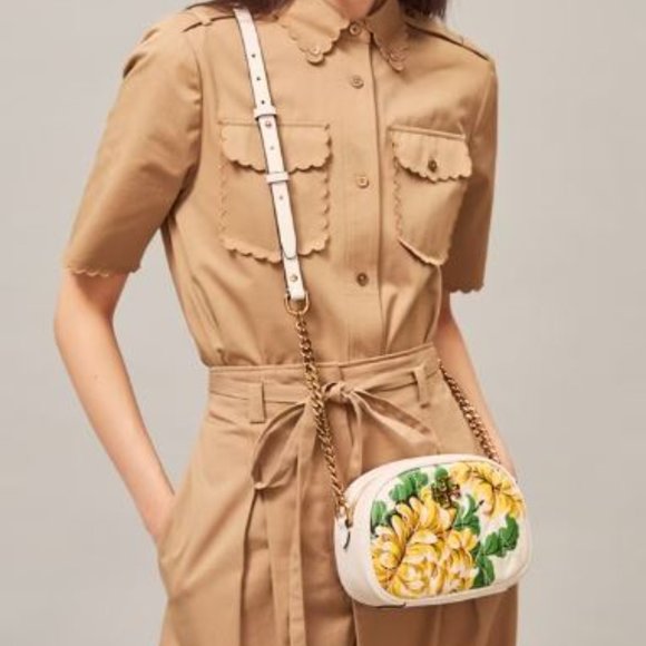 NWT Tory Burch Kira Chevron Floral Camera Bag *Brand New* - Picture 2 of 7